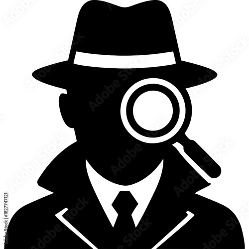 Minimalistic inspector silhouette on white background