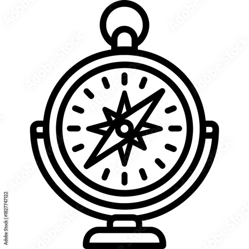 Marine compass navigation outline vector