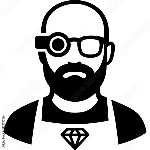 Minimalistic black silhouette of jeweler