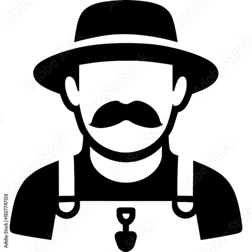 Minimalistic groundskeeper head silhouette