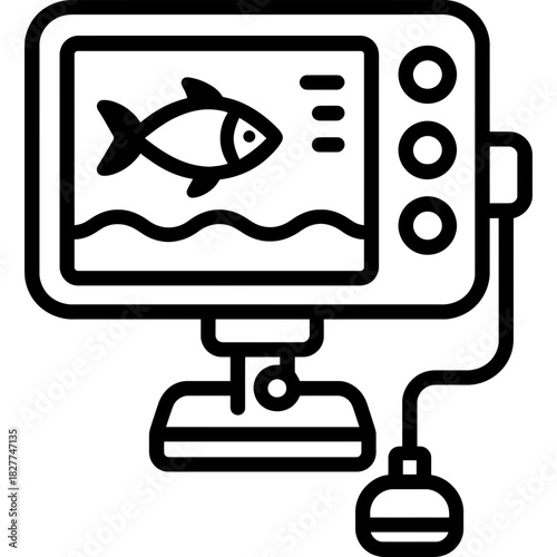 Boat depth sounder fishfinder outline vector
