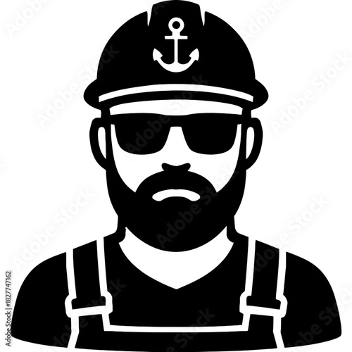 Minimalistic marine mechanic silhouette
