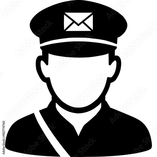 Minimalistic black silhouette of mail carrier