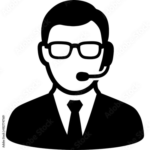 Minimalistic black silhouette of interpreter head