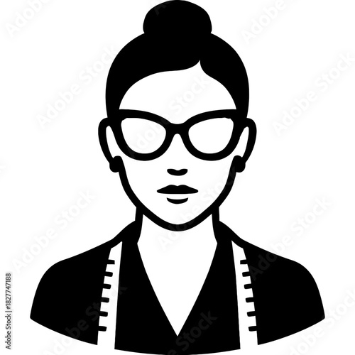 Minimalist black silhouette of fashion designer