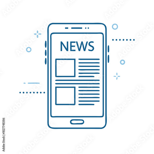 Smartphone displaying news feed for digital journalism, media consumption, mobile communication, and information sharing