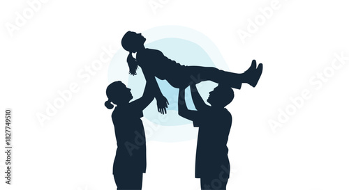 Teamwork and Support Silhouette of People Lifting Someone Up, Generative AI.