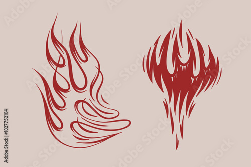 Outline Flame Set Hand Drawn Vector Image