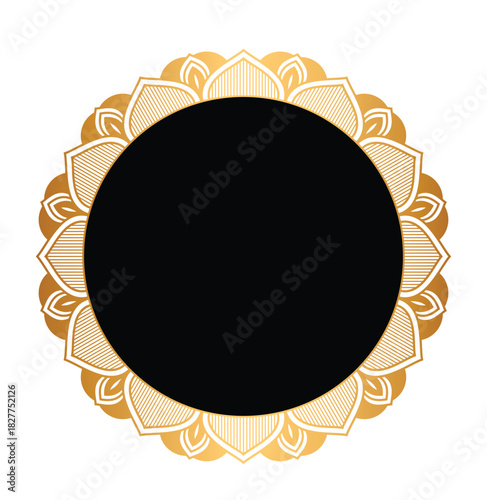 Golden circle mandala frame border