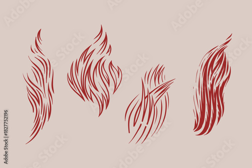 Outline Flame Set Hand Drawn Vector Image