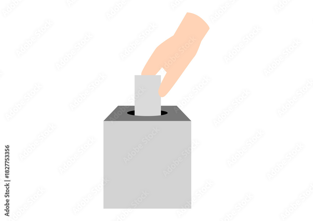 Fototapeta premium 選挙やアンケート・意見を投函・提出・投票箱に投票用紙を入れる手のアイコン