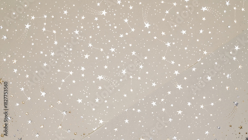beige christmas background with silver and gold stars,seamless pattern of stars on white background,Christmas wrapping paper, Xmas background with ornaments pattern, Festival element, Happy New Year