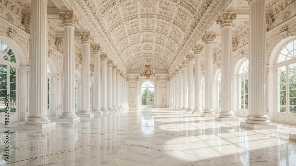 Fototapeta premium An opulent, grandiose interior of a neoclassical style hall