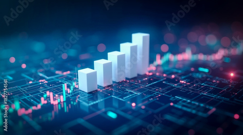 A futuristic, dynamic, abstract representation of financial data. Business concept.