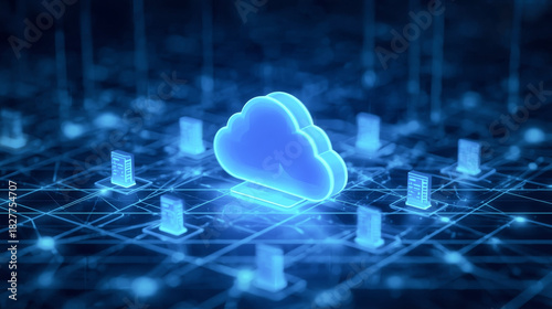 Abstract cloud computing and digital data concept composition