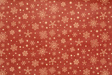 red christmas background with snowflakes and stars and dots,seamless pattern of snowflakes and stars on red background,Christmas wrapping paper, Xmas pattern with ornaments.