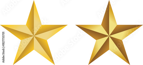 Two golden five pointed stars with gradient shading are displayed against a clean white background signifying excellence