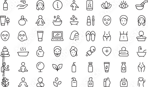 Beauty and Wellness Line Icons Set – 50 Minimal Editable Stroke Icons