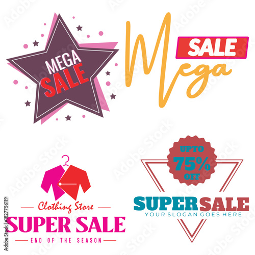 Set typography Sale icon art and illustrator eps 10