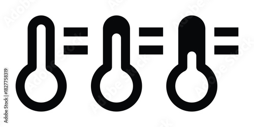 Thermometer Icons Set. Minimal Temperature Measurement Symbols in Line Style