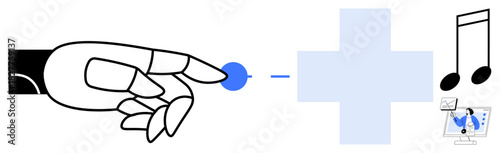 Artificial intelligence concept. Artificial intelligence enabling music creation and digital collaboration. Artificial intelligence driving innovation in creative fields. For tech, music software, AI