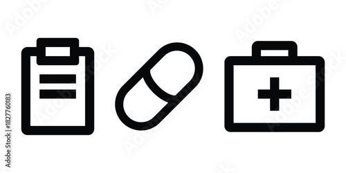 Medical Line Icons for Hospital, Pharmacy, and Health Applications