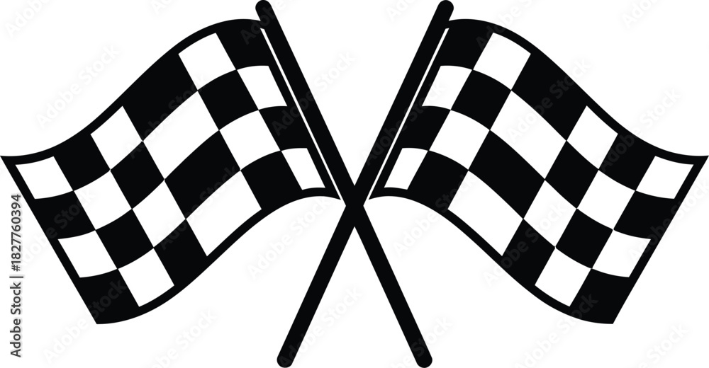 Obraz premium Two crossed checkered flags racing finish line symbol
