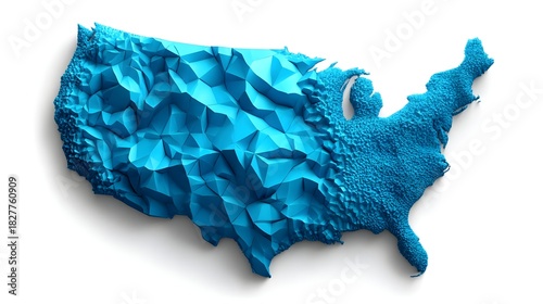 Fototapeta Naklejka Na Ścianę i Meble -  Abstract Geometric Blue Map of the United States in Low Poly Style