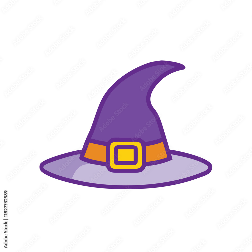 Naklejka premium Witch Hat with Buckle Vector Color Icon Illustration