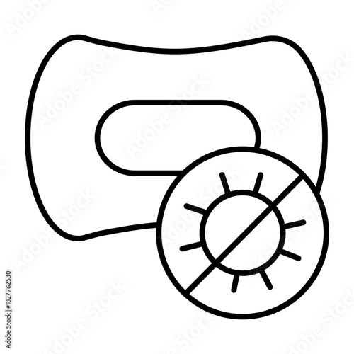 Soap bar and bacteria ban thin line icon, antibacterial agent concept. Vector graphics. Soap sign on white background, style icon mobile or web design.