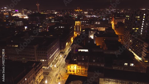 Time Lapse of City of Liverpool, England at Night