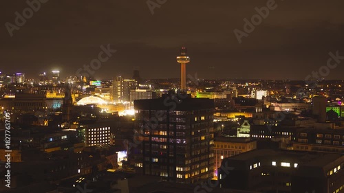 Time Lapse of City of Liverpool, England at Night
