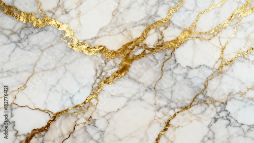 Elegant White Marble Texture with Gold Veins