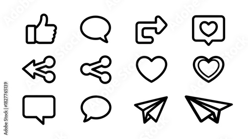 Social media icons set isolated on a transparent background