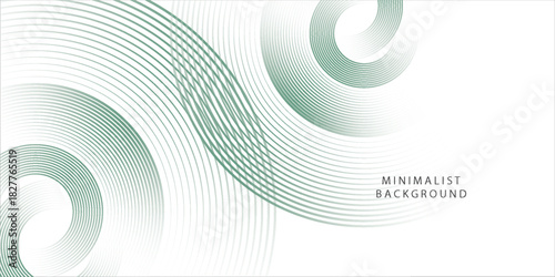 Abstract white background with green circle lines. Digital future technology concept. vector illustration.