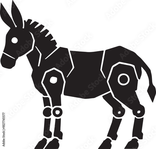 robotic donkey silhouette style vector design on white background