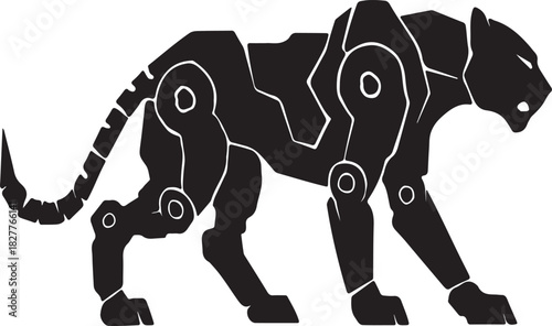  robotic tiger silhouette style vector design on white background