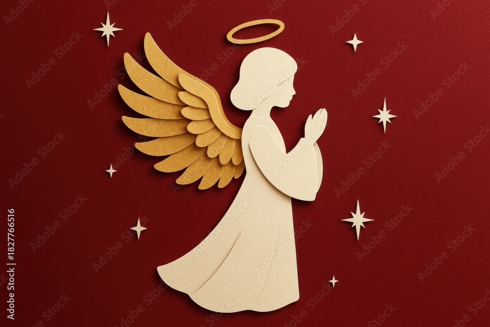 Fototapeta premium Elegant angel with golden wings.