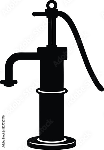 Classic village hand pump icon for water well and rural life