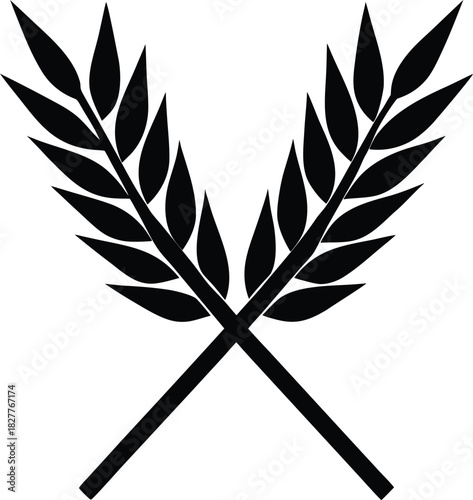 Elegant crossed wheat grains logo design for agriculture and food brands