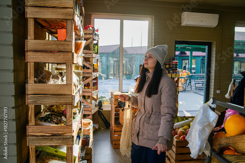 Woman Shopping for Fresh Fruits and Vegetables at Local Farmers Market