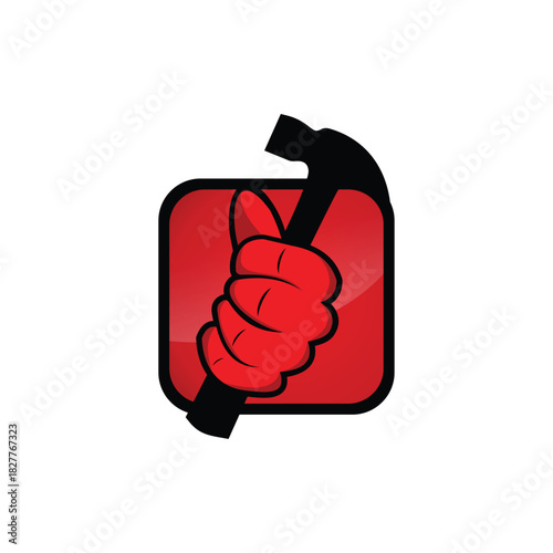 Fist Holding Hammer Icon Symbol for Power Justice and Action
