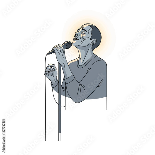 Heartfelt Performance by a Soulful Singer, Expressing Deep Emotion Through Music and Passion