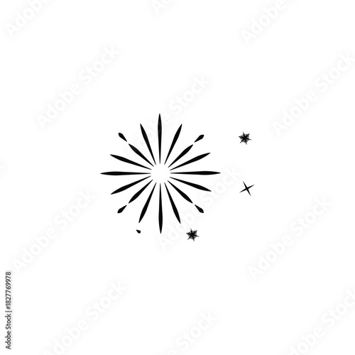 Black firework burst or star explosion icon. Simple vector illustration for celebration, festival, or pyrotechnics design element isolated on white background