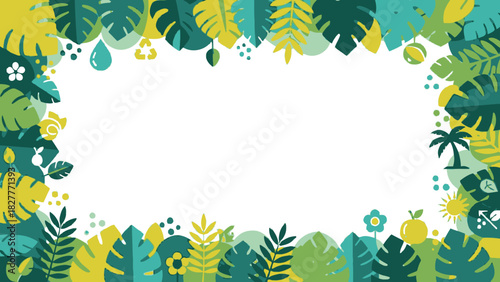 A vibrant vector illustration of a tropical jungle leaves frame, perfect for a summer background or an eco-friendly concept design