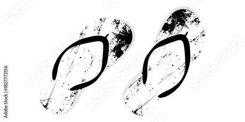 Cute hand drawn flip flops, cartoon flat vector illustration isolated on white background. Summer shoes, sandals or beach footwear.