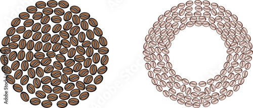 Coffee bean circle and ring shapes vector illustration on a clean vector design