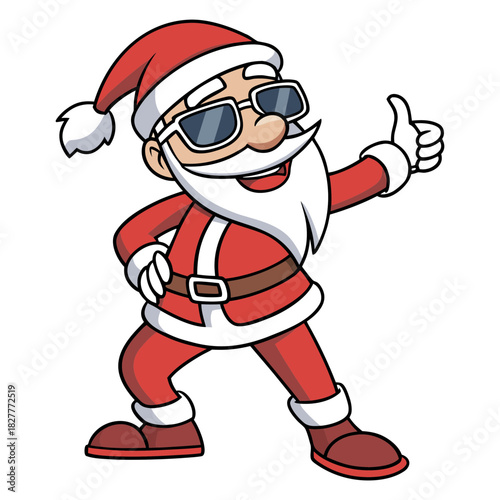 Cool Santa Claus Giving Thumbs Up Cartoon Design