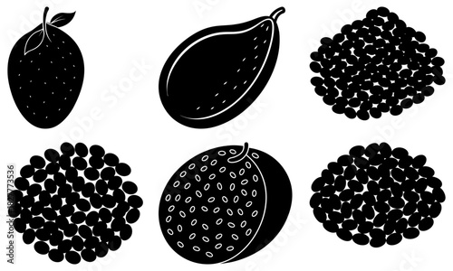 Delicious passion fruit illustration for healthy recipes, exotic fruit designs, and vibrant food themes, originally created as scalable vector graphics