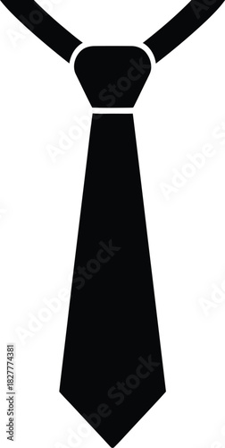 Simple black silhouette icon of a necktie with a knot, representing formal neckwear for business attire or special occasions